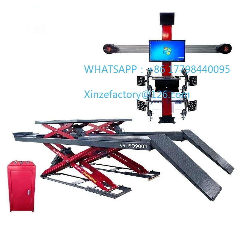 Customizable Car maintenance lift Mother and child ultra-thin large scissor lift + four-wheel aligner