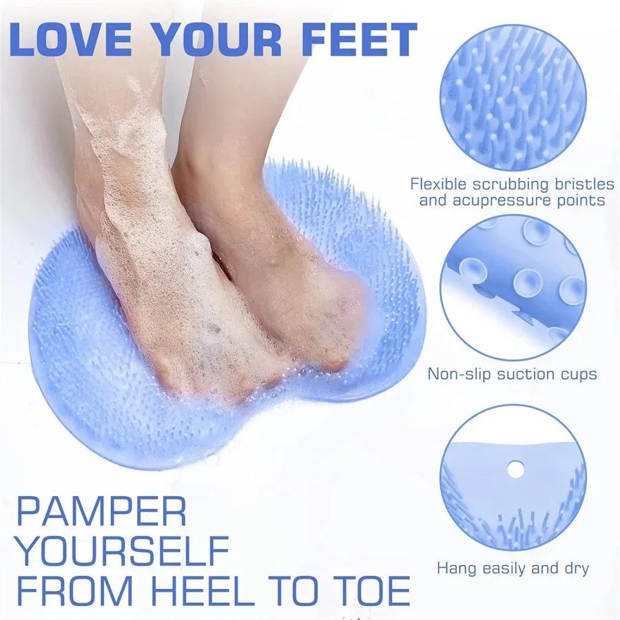 

Bathroom Lazy Rubbing Feet and Backs With Magic Massage Bath Brush Foot Sliding Suction Cup Silicone Anti Slip Rubbing Bath Mat