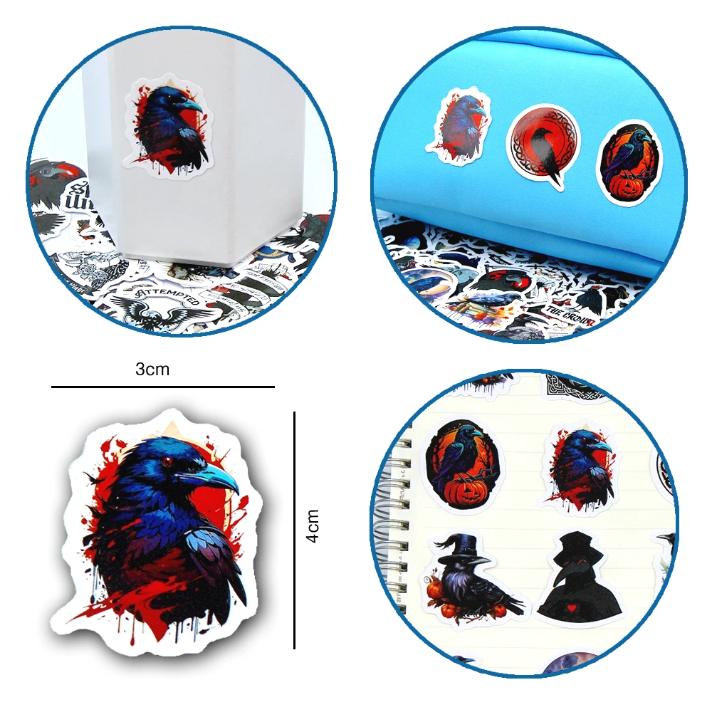 10/50/100pcs Crows Stickers girls Toys evil style Cartoon Decals For Kids DIY Laptop Scrapbook Stationery Fridge Funny Sticker