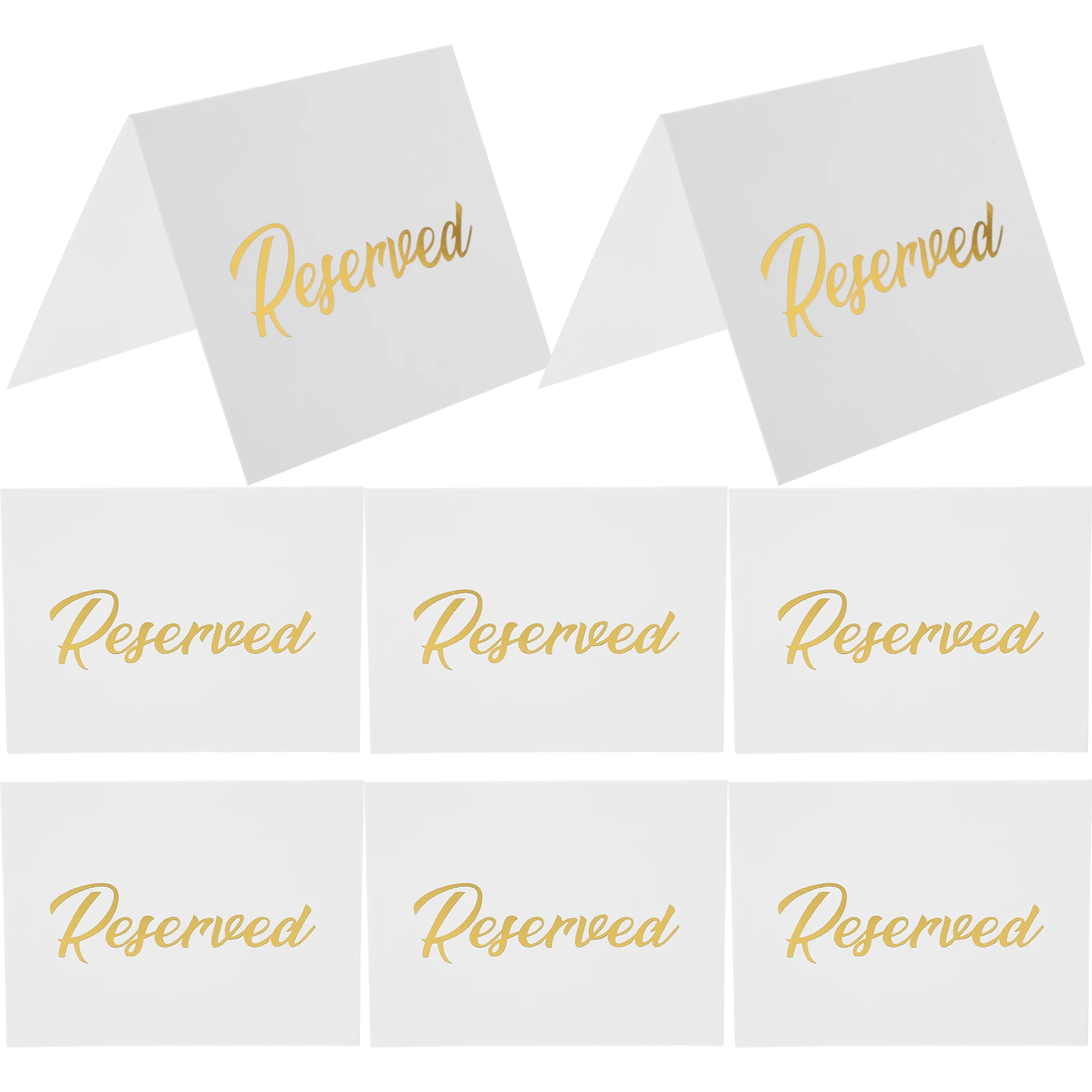 

50pcs Reserved Table Signs Double Sided Gold Foil Wedding Party Cards 3x4inch Stable Tent Design Lightweight