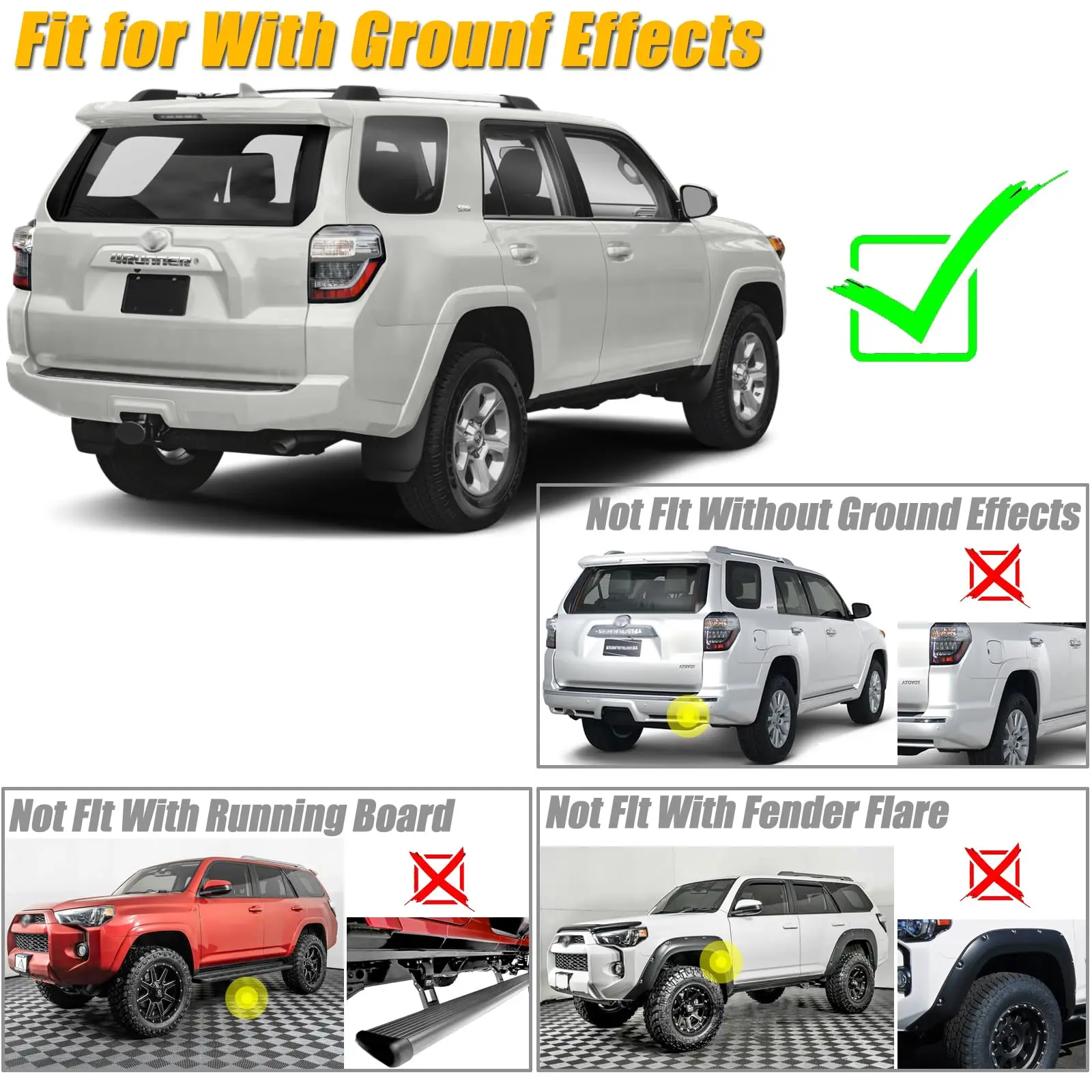 Mud Flaps Fit for 14-21 Toyota 4Runner Ground Effects Without  Running Boards Dedicated Mudguard Universal Protection