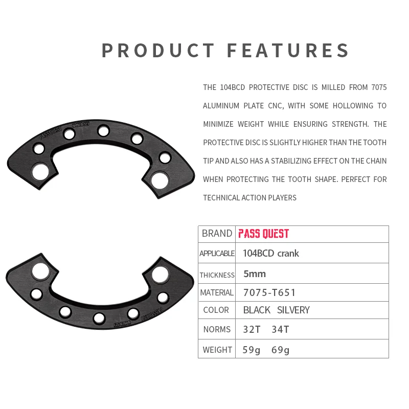 PASS QUEST-Tooth Guard for 104BCD, M780, M610, 670, Street Climbing, Dirt Bike, MTB image 5