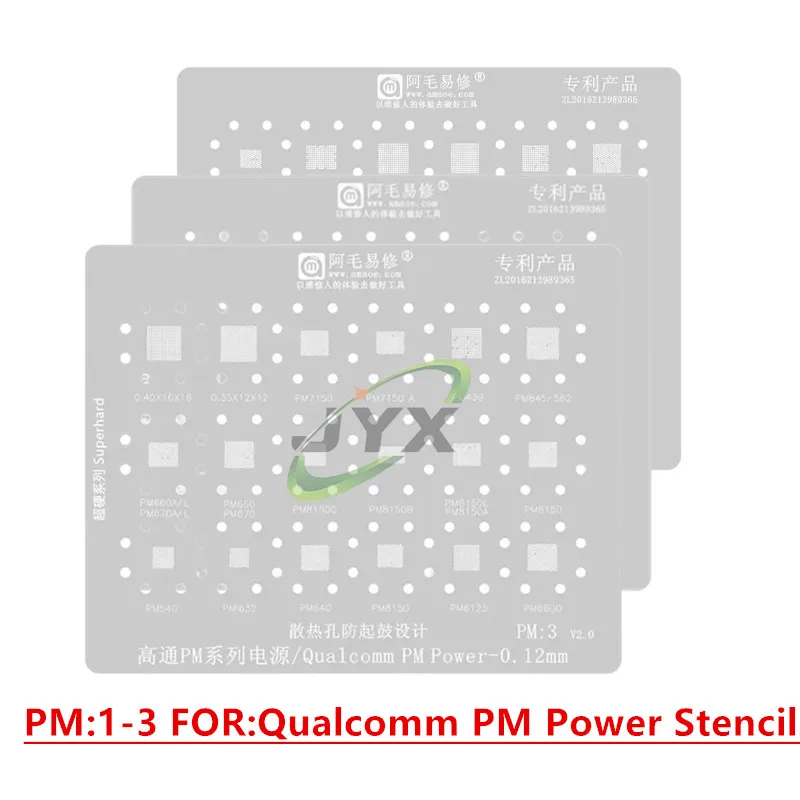 Amaoe BGA Stencil PM1 PM2 PM3 For Qualcomm Power IC PM Chip Solder Ball Reballing Pins Tin Plant Net Square Hole
