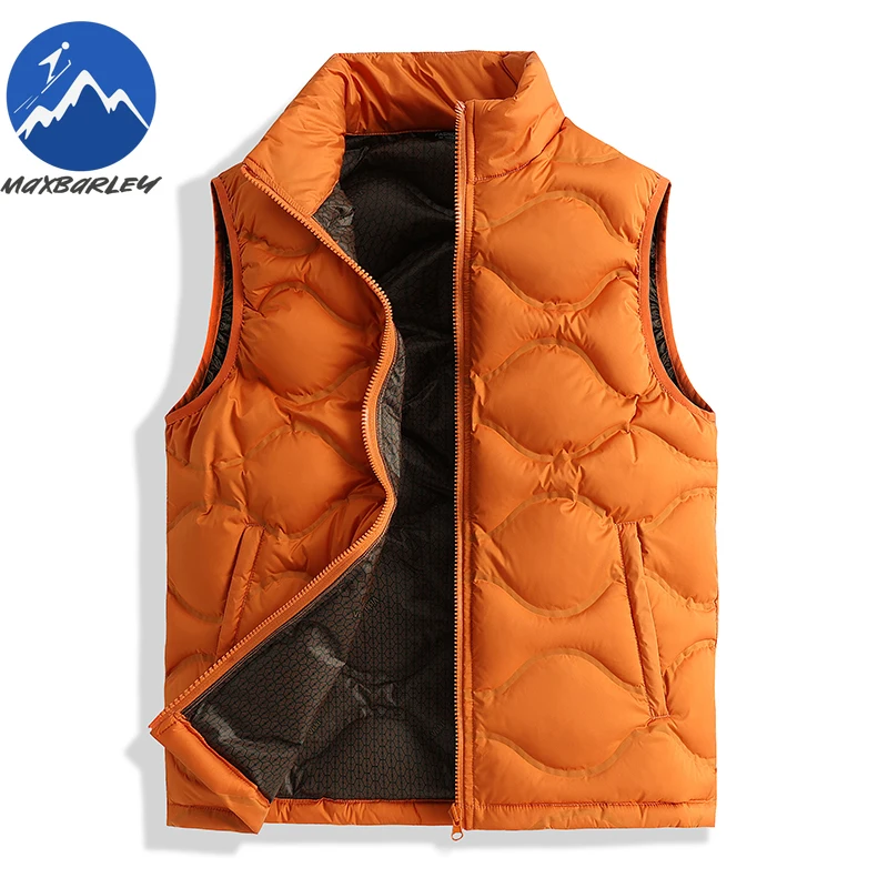 Maxbarley Men Down Vest Unisex Fashion Stand Collar Lightweight Padded Waistcoat Casual Outdoor Photography Winter Warm Parka