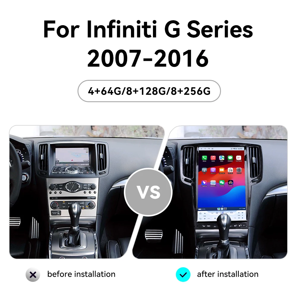 14.5 Inch For Infiniti G Series 2007 - 2016 Car Accessories Car GPS Multimedia Player Head Unit Vertical Tesla Screen Android 15