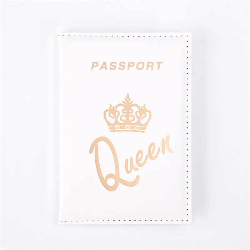 Fashion Queen King  Passport Cover for Women Travel Passport Case Leather Pink Cute Passport Wallet Purse Girl Passport Holder