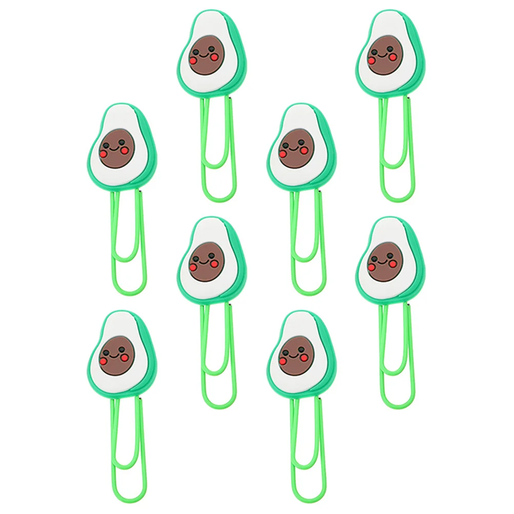 8Pcs Avocado Shaped Paper Clips Cute Small Filing Bookmarks Office School Use Avocado Paper Clips Cute Paperclips