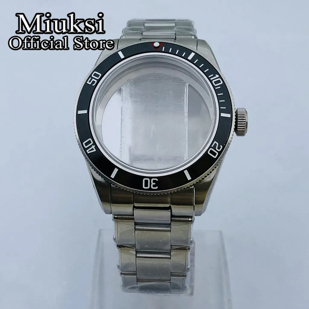 Miuksi 39mm silver sterile watch case domed sapphire glass fit NH35 NH36 NH34 NH38 NH39 NH70 ETA2824 PT5000 movement