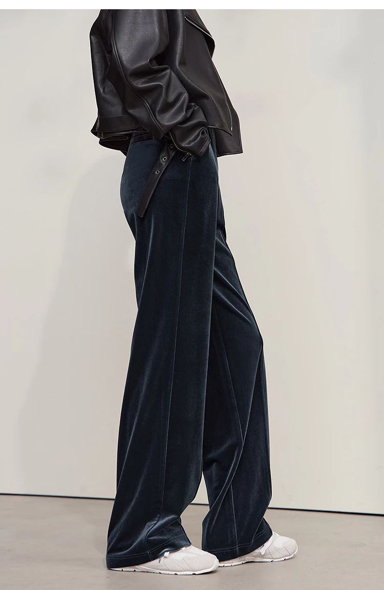 AMII Women's Pants Wide-leg Solid Knitted Pants Casual Woman Trousers 2025 Autumn New Retro Versatile Ladies Clothing 12523110