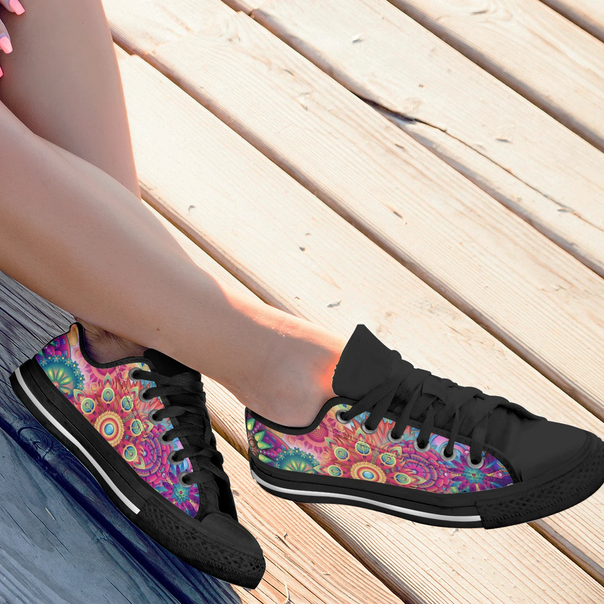 2020 Colorful Mandala Floral Casual Shoes Women Comfortable Sneakers Breathable Walking Canvas Vulcanized Shoes