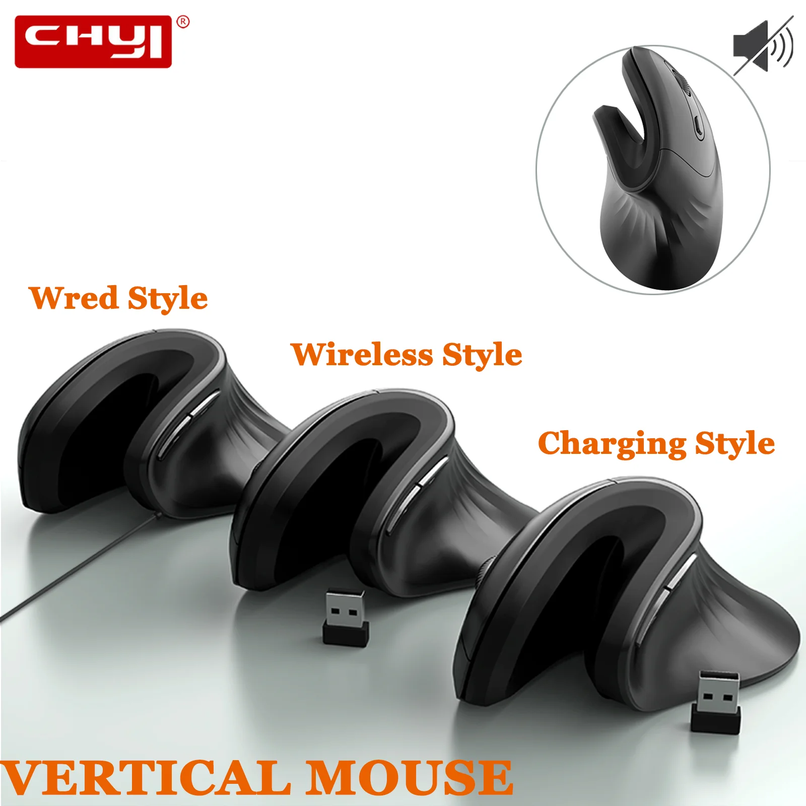 2.4G Ergonomic Vertical Mouse 6 Buttons Optical Wireless Mouse Comfortable Wired Computer Mause Rechargeable Mice For Laptop PC