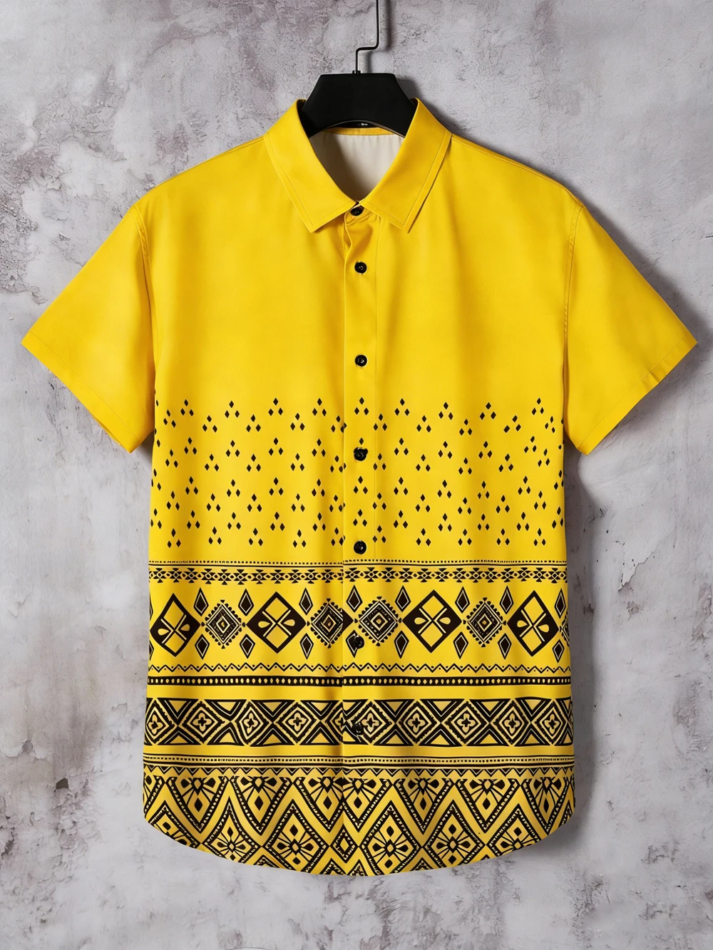 

2026 New Retro Style Natural Geometry 3D Printed Men's Shirt Fashion Design Casual Comfortable Fabric Button Short Sleeve Shirt