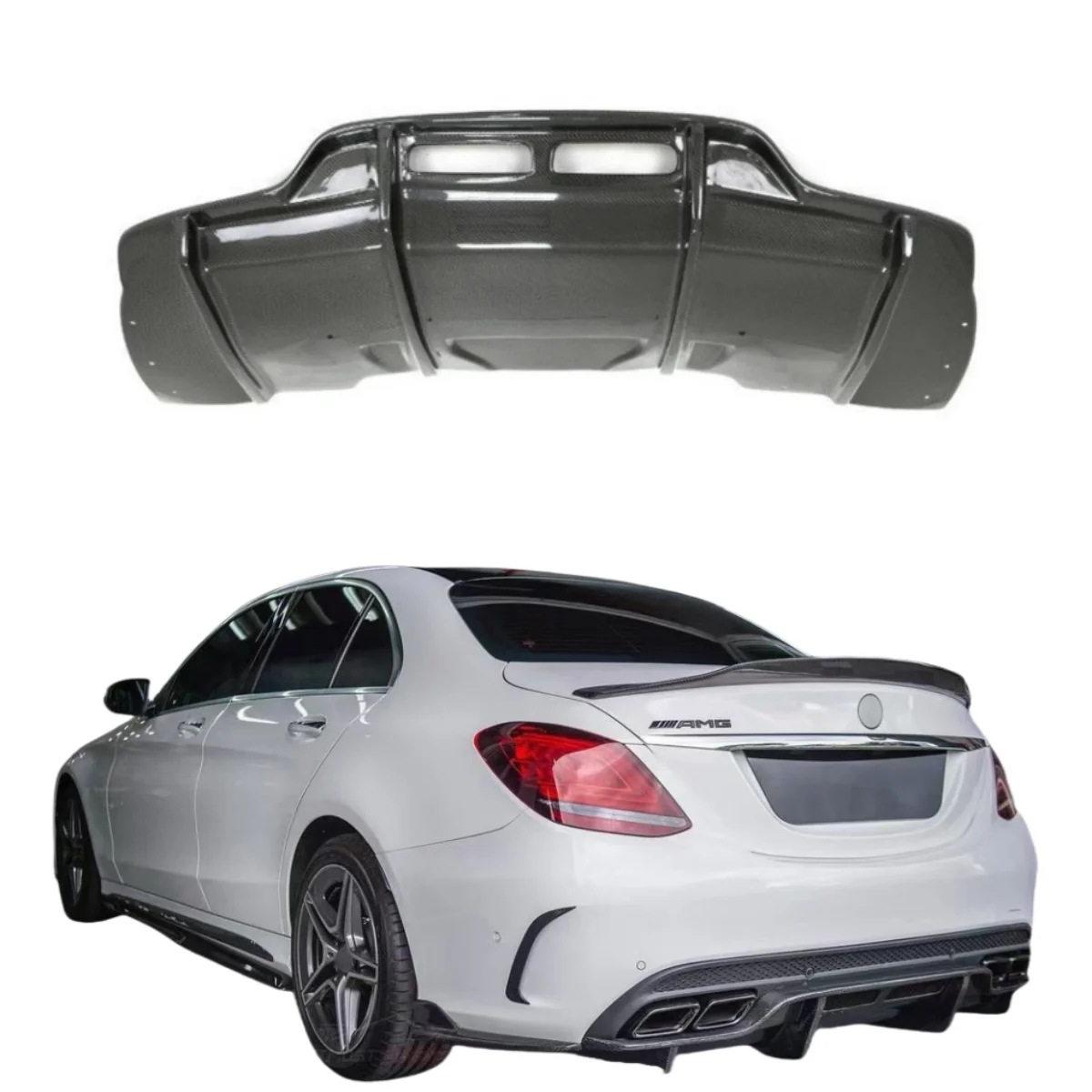 

Задний диффузор из углеродного волокна в стиле PSM для Mercedes Benz W205 C63 2015-2021, автозапчасти, задняя губа