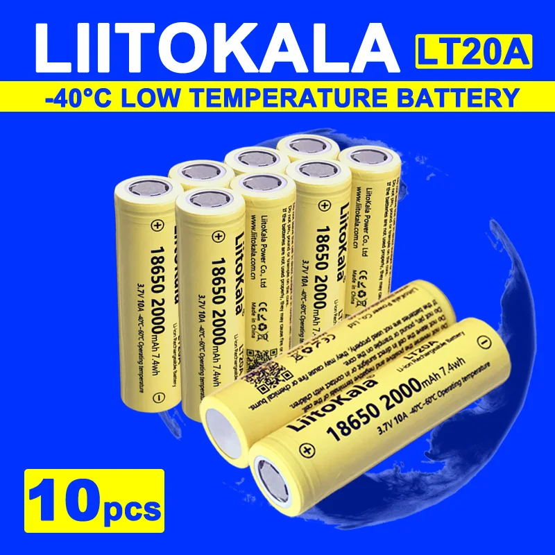 10pcs LiitoKala LT20A 3.7V 18650 2000mah Lithium Rechargeable Battery 10A High Power for Laser Pointer Flashlight Electric tool