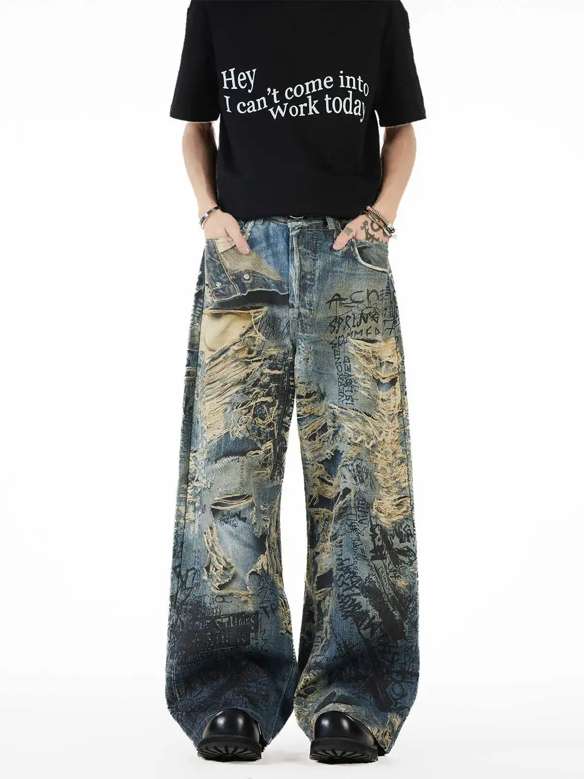 Vrouwen Vintage Baggy 3d Print Jeans Japanse Y2K Streetwear Harajuku Denim Broek Hip Pop 2000s Wijde Pijpen Cyber Punk Broek