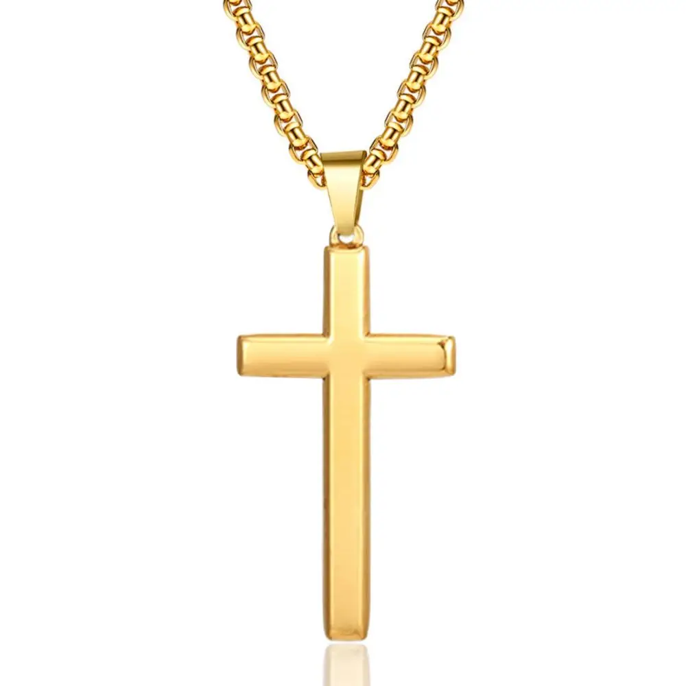 

Cross Pendant Neckalce For Men Woemen Stainless Steel with 3mm 60cm Chain Necklace