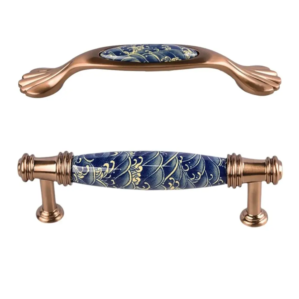 2 قطعة مقابض فاخرة الراقية الرجعية أنيق السيراميك النمط الأمريكي مقابض المعاصرة الحد الأدنى تصميم مقابض للخزانة المطبخ