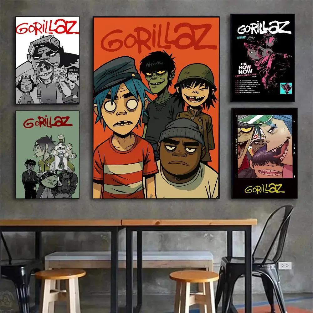 Virtual Alternative Band G-Gorillaz Poster Painting Wall Art Mural for Living Room Home Decor and Gifts
