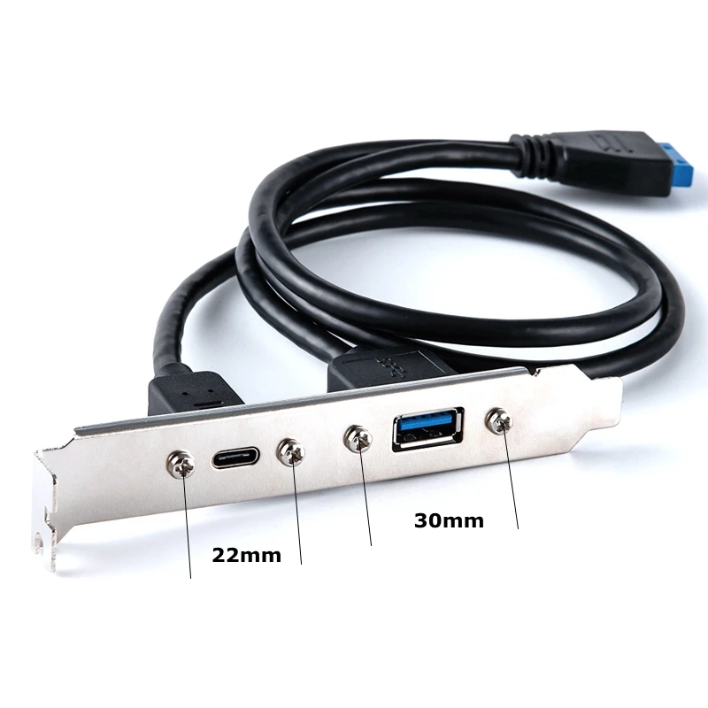 0.5m Rear USB 3.1 Port Expansion 20pin to TYPE-C Female and USB 3.0 Female Data Cable With Bezel on Computer Chassis