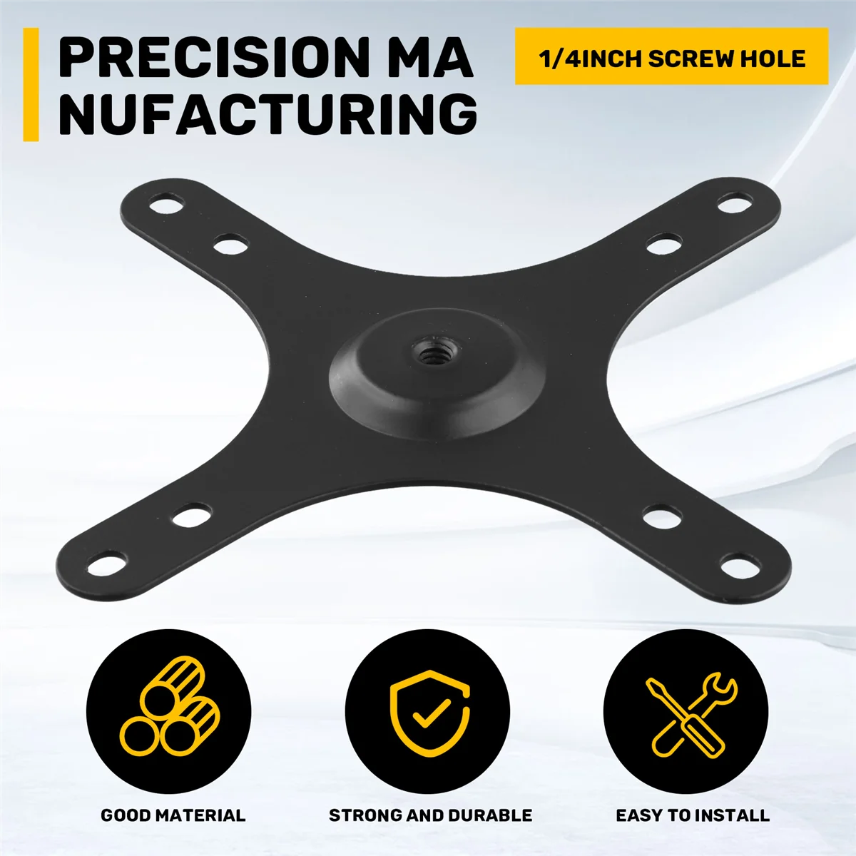 Portable Monitor Mounting Bracket Plate 1/4 Inch Screw Hole to 100x100mm 75x75mm, Screw Set Wall Mount Holder