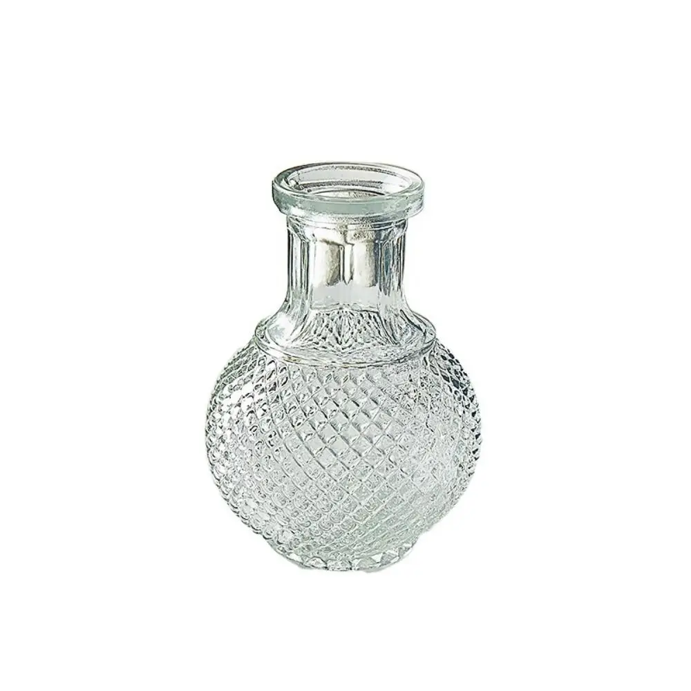 

Creative Simple Vintage Embossed Vase Embossed Printing Glass Creaft Transparent Hydroponics Vase DIY Mini Glass Vase Home Decor