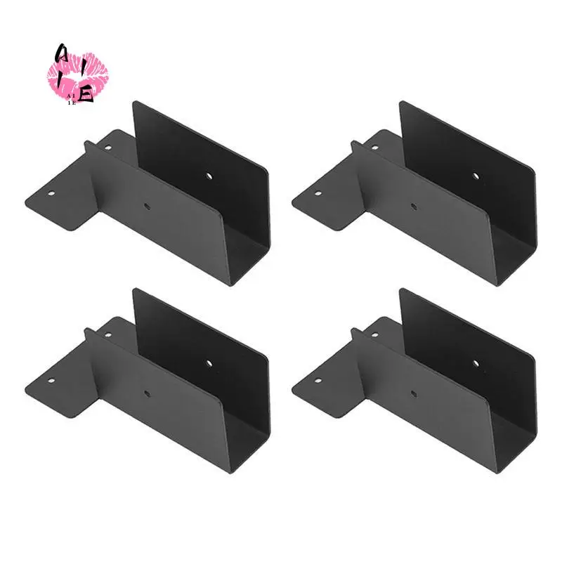 A11E-Outdoor Pergola Rafter Bracket Joist Hanger Deck Railing Bracket Connector For 2X4 Or 2X6 (Black) 4 Pack