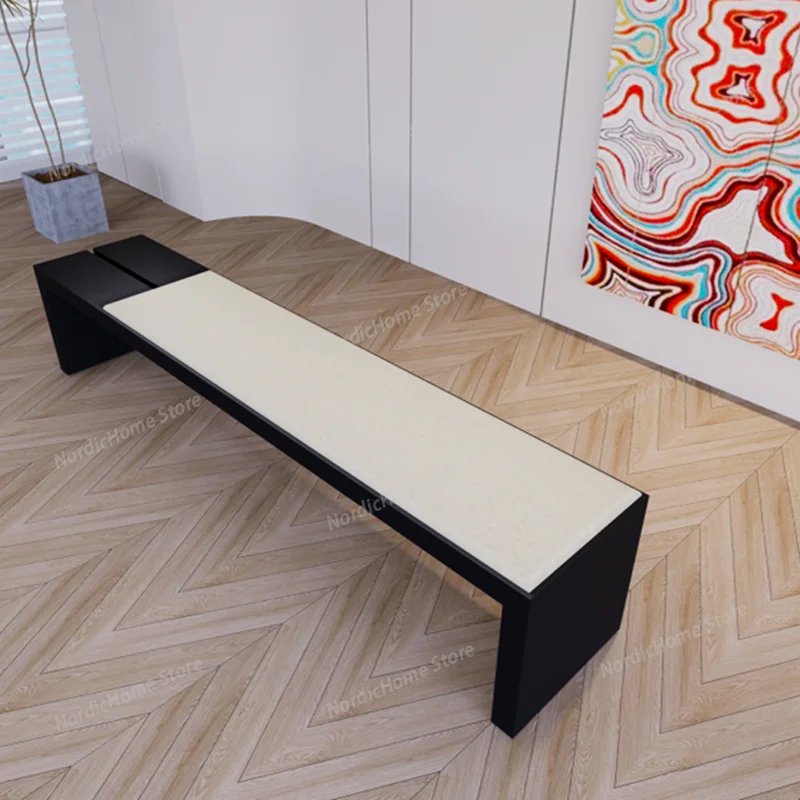 Tabourets de salle à manger design haut de gamme, style nordique, rembourrés, en bois massif, longs, pour l'entrée, meubles pour changer de chaussures, Banco JT40D