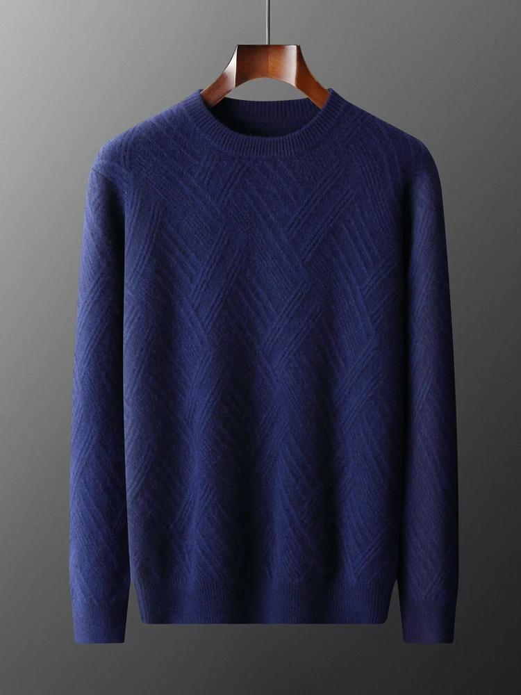 

TLOML New Men's 100% Cashmere Sweater O-neck Cable Knit Pullover Autumn Winter Soft Warm Thick Smart Casual Knitwear Comfy Tops