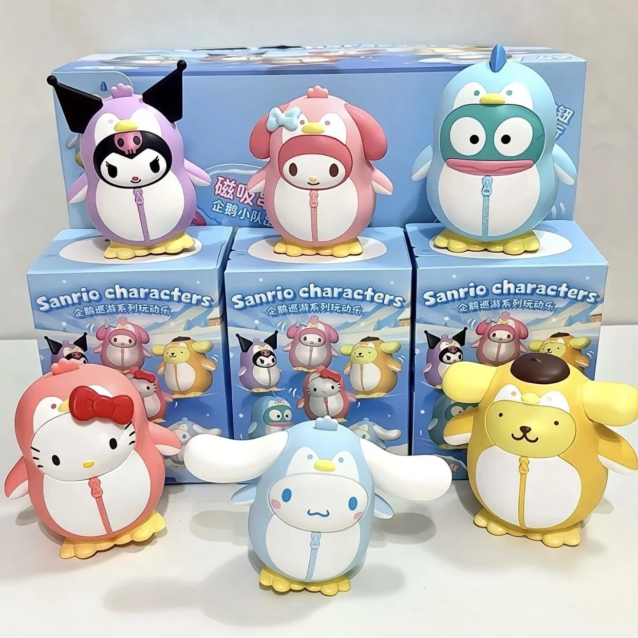 

Sanrio Family Penguin Parade Series Fun Blind Box Trendy Tabletop Ornaments Cute Gift Kulomi Melody Hello Kitty