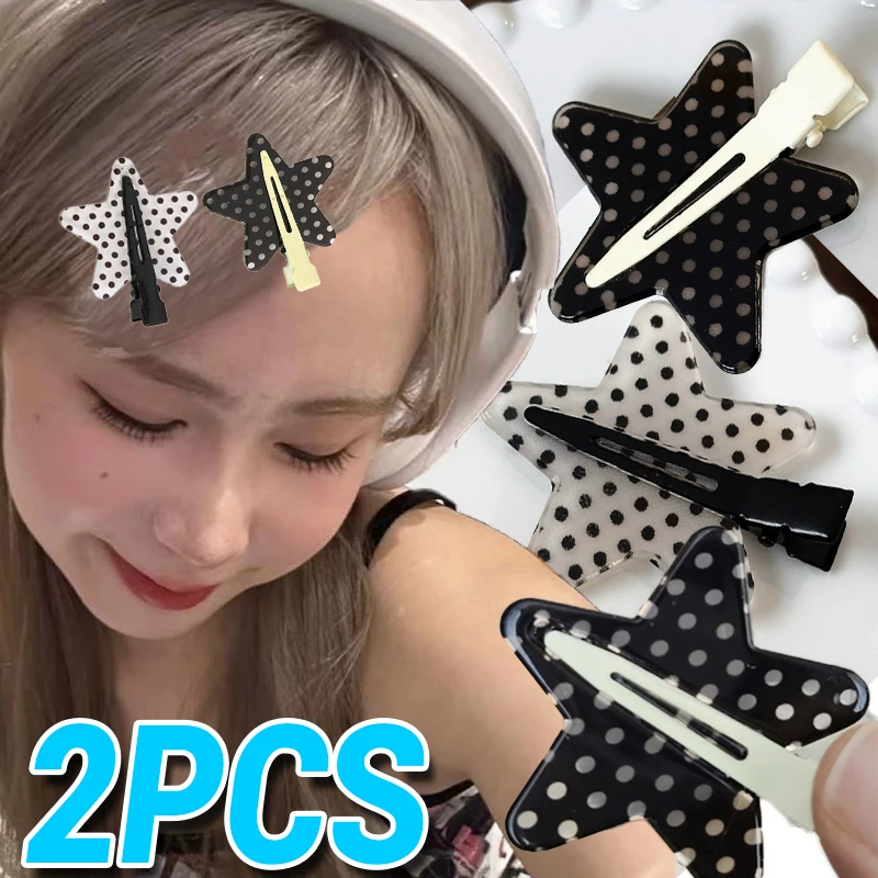 

Vintage Polka Dot Hair Clips Y2K Fashion Black White Pentagram Hairpins BB Clips Korean Barrettes Minimalist Hairs Accessories