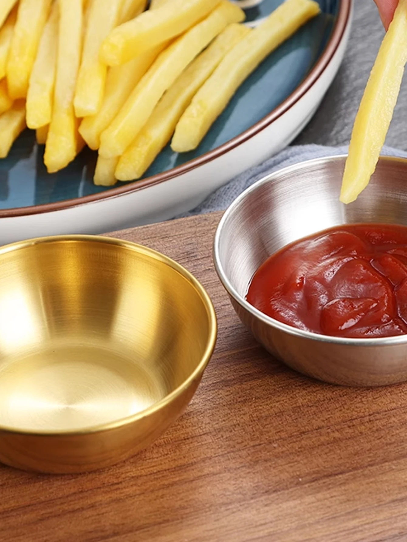 2/4/12 قطعة الفولاذ المقاوم للصدأ الذهبي أطباق توابل وصلصة المقبلات التوابل تخدم أطباق مجموعات صينية أطباق توابل أدوات المائدة المطبخ #4