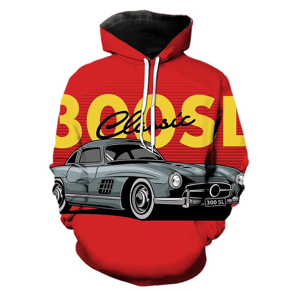 

Vintage Cartoon Car Men's Hoodies Teens With Hood Jackets Fashion 3D Printed Cool Streetwear Sweatshirts Tops Hip Hop Oversized