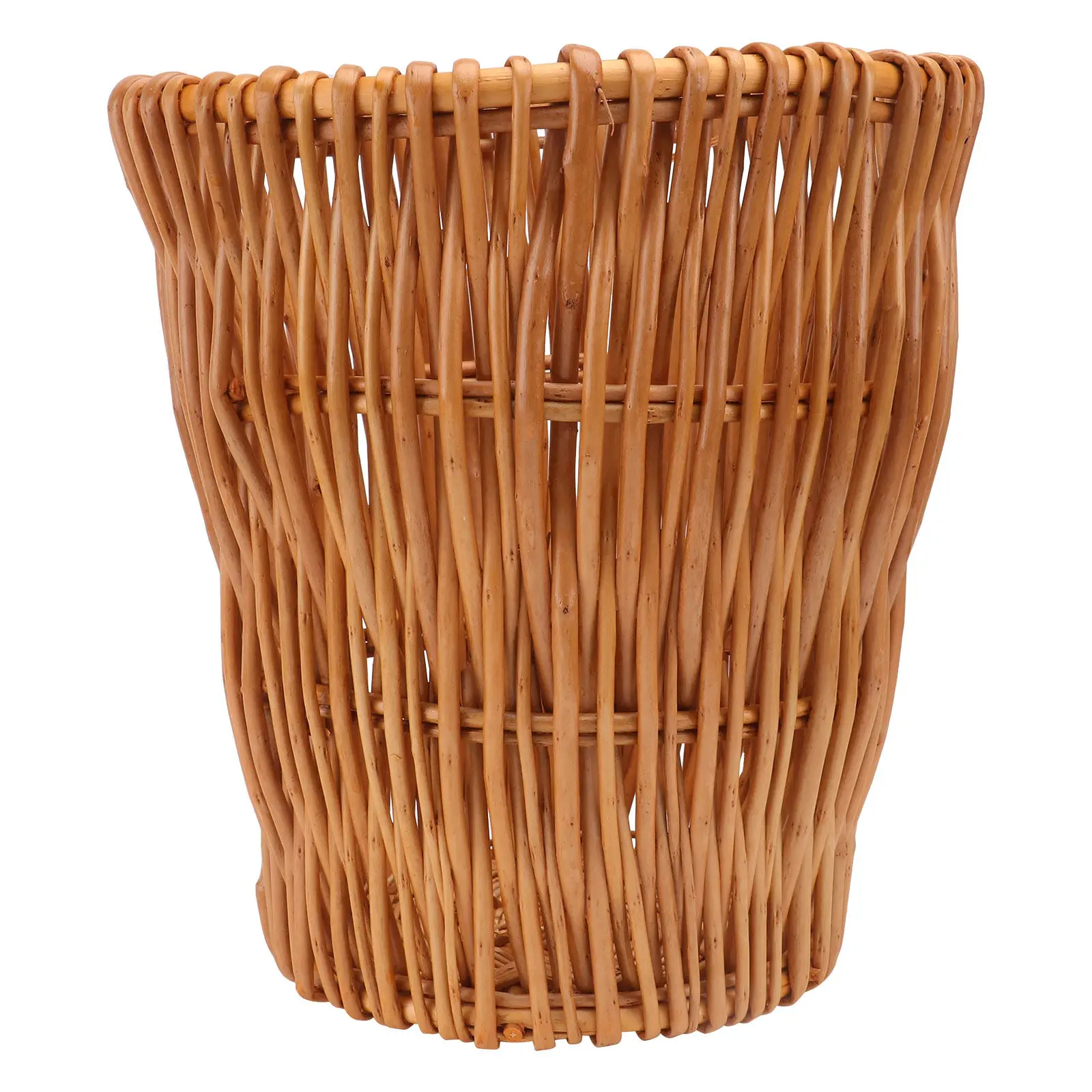 

1pc Rattan Woven Trash Can Natural Wicker Wastebasket For Bedroom Living Room Office Storage Basket Decorative Home Use