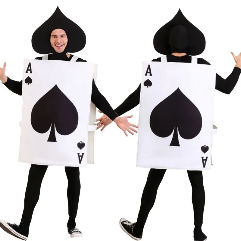 レッドハロウィン新着ブラックチェリーポーカーカードワンジーパーティーパフォーマンスコスチューム面白いコスプレ女性のエスニックステージウェア