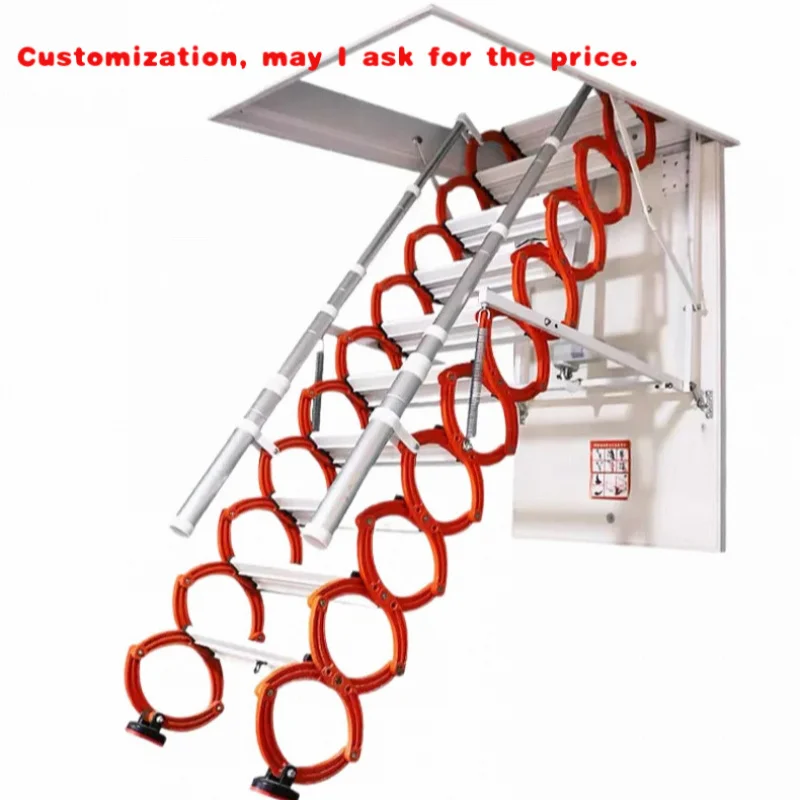custom.Stretch Simple Ladder New Telescopic Folding Metal Stairs Carbon Steel Indoor CN;HEN Attic Produ