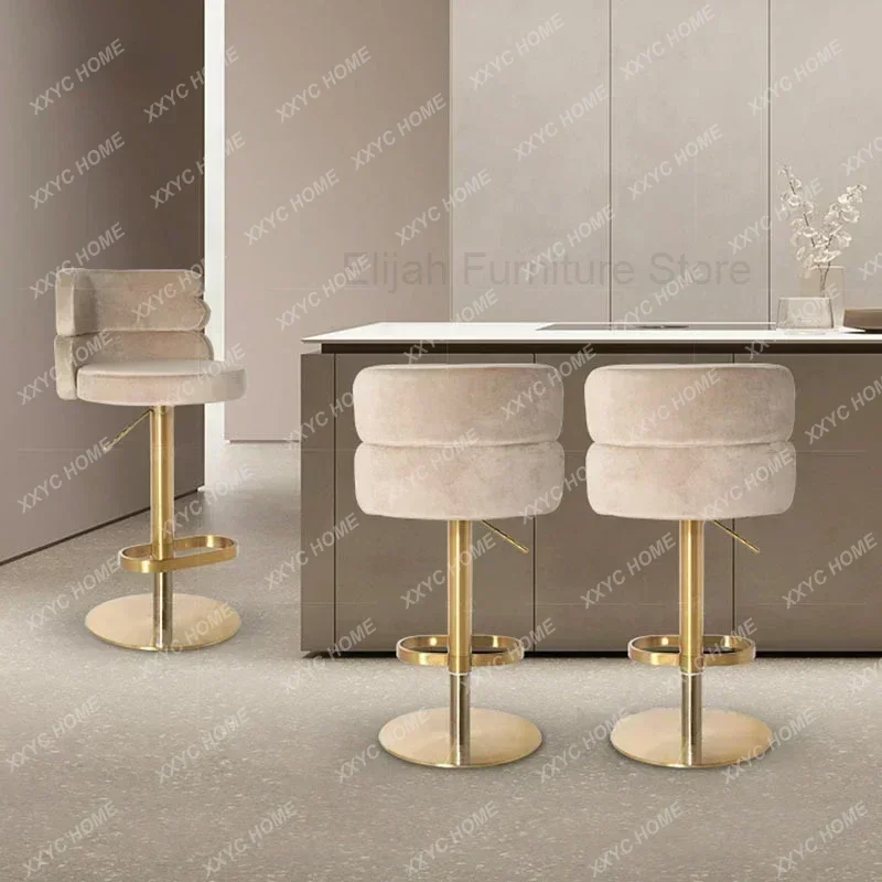 

Nordic Design Bar Chair Breakfast Luxury Bar Lifting Adjustable Dinning Chair Soft Reception Bar Chairs White Salon Furniture