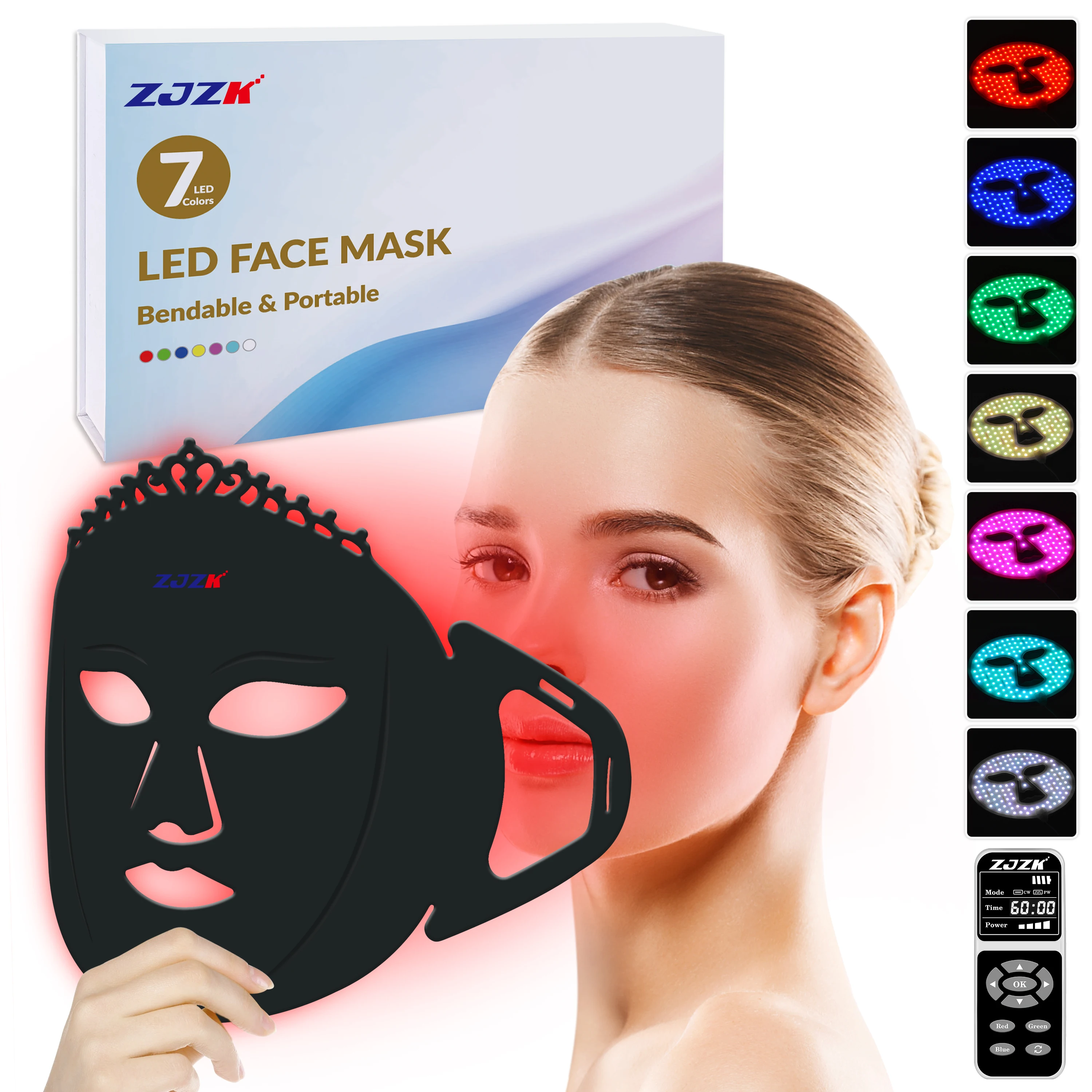 

ZJZK Blue Light Skin Therapy Wrinkle Clearing Face Neck Mask 660nm 850nm 940nm Low Level Laser For Pain Relief 3238 Eczema