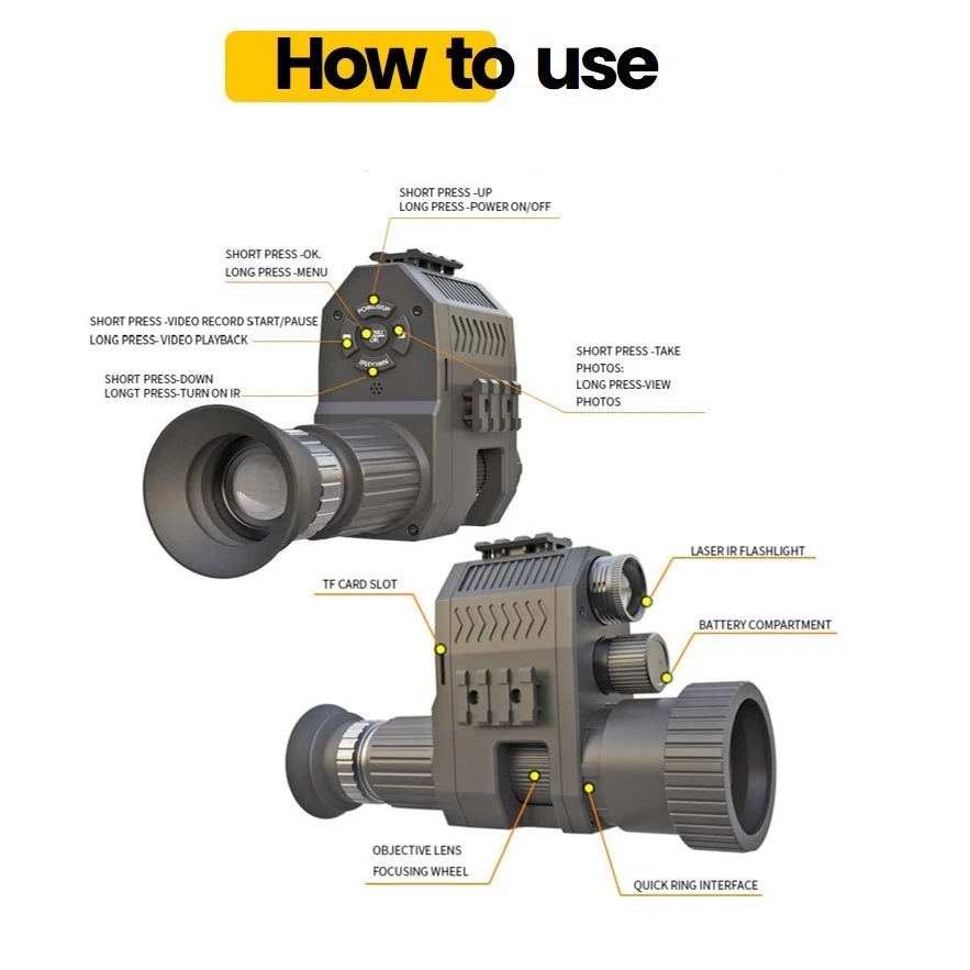 Imagem -04 - Megaorei-hunting Night Vision Scope Vídeo Monocular Câmera Infravermelha ir Riflescope Visão Óptica