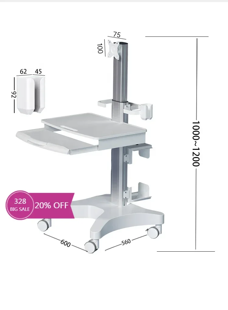 

Customized Mobile Computer Trolley Cart urniture l Cart With Cabinet for Officel Workstation