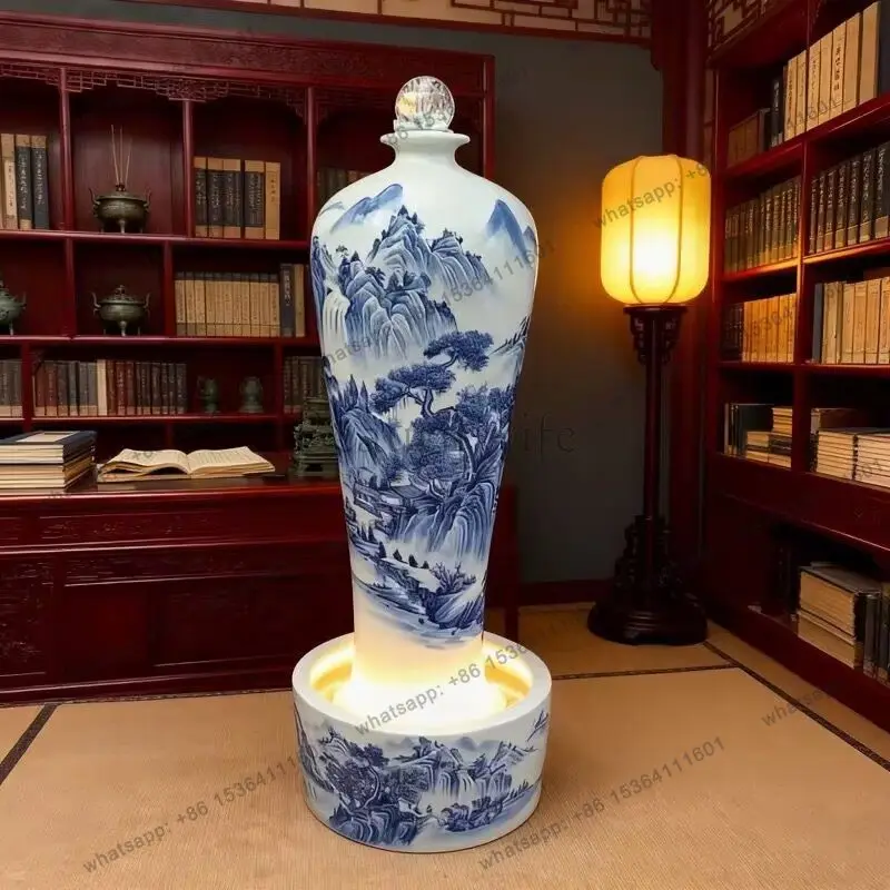 Ceramic water fountain ornament living room circulating water humidifier company indoor floor landscape