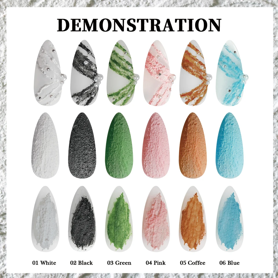 6 Colores de Gel de Escultura en Acrílico para Uñas, Barniz en Gel 3D en Relieve Arenoso, Remojable UV/LED, Gel de Arte de Uñas DIY en Relieve, Decoración 6