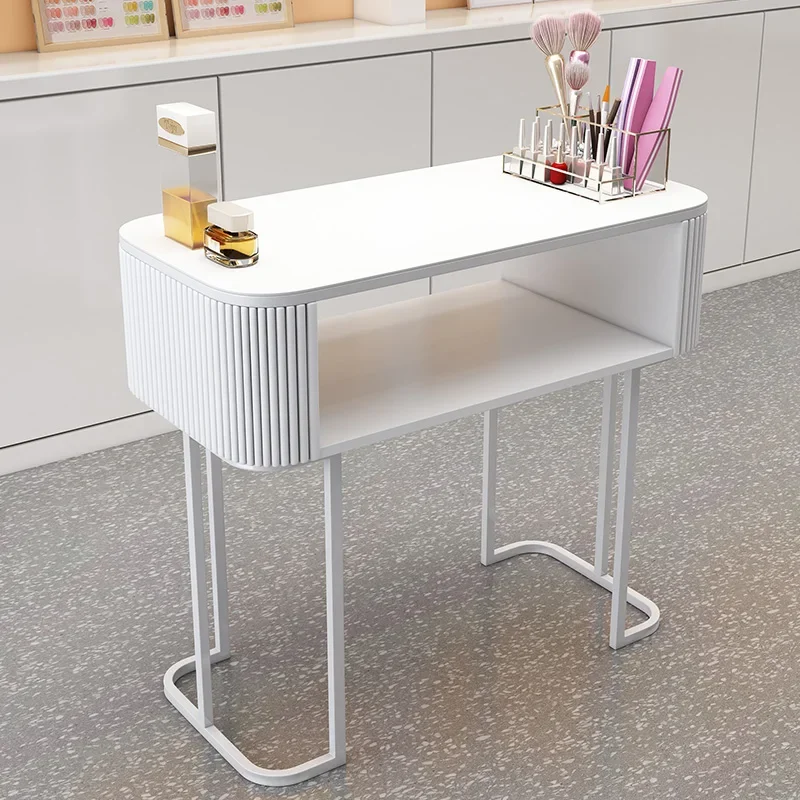 Modern White Nail Desk Minimalist Japanese Glass Design Manicure Table Speciality Nordic Mesa Manicure Salon Furniture YX50ZJ