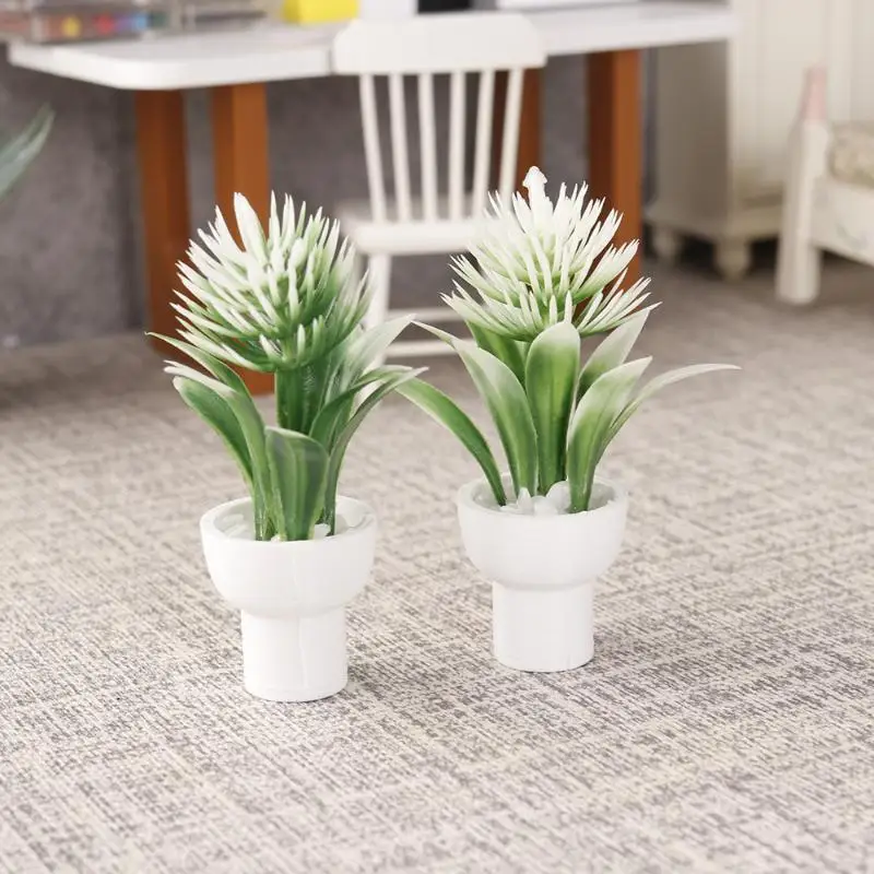 【M】Miniature Dollhouse Potted Plant Model 1/12 Greenery Bonsai Flower Ornament DIY Scene Shooting Props for Doll House Decor