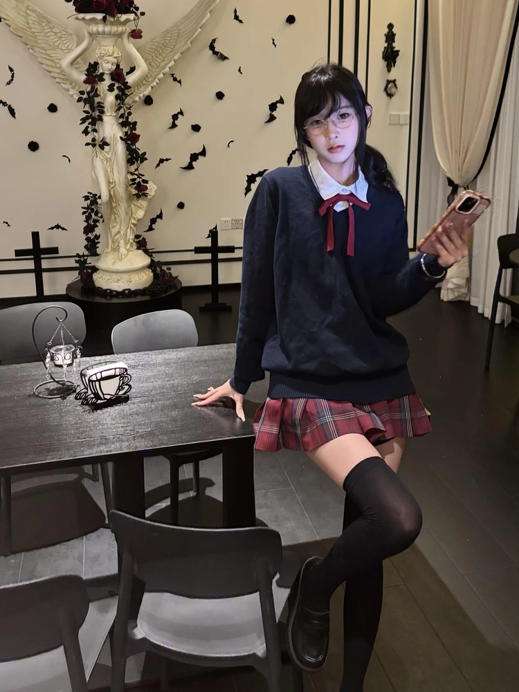 

Spring Autumn Women's Long Sve Knitted Sweater V-Ne Pure Color Jk orm Inner Wear College Sle Cotton Polyester Blend