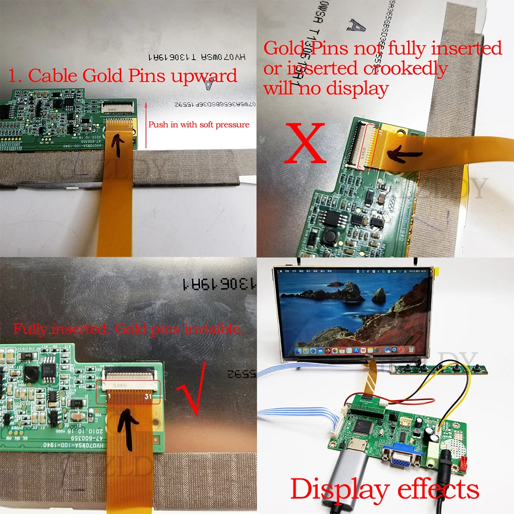 7 인치 1024x600 31P LVDS HV070WSA HSD070PFW1 LTL070NL01 LTN070NL01 BP070WS-500 HDMl VGA DIY 디스플레이 용 LCD 드라이버 보드 키트