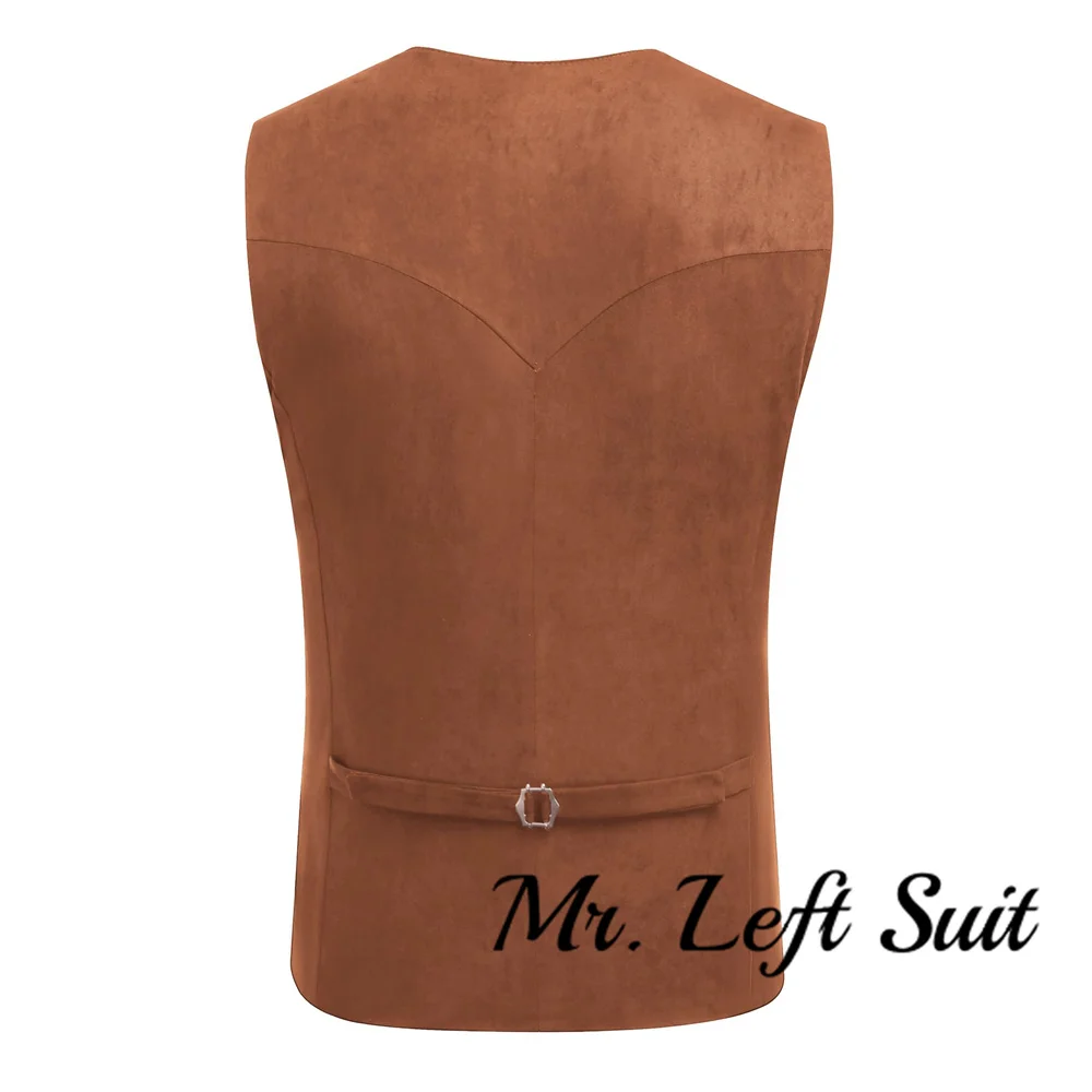 Colete ocidental de couro de camurça masculino, colete justo para festa de casamento, terno banquete de trabalho, jaqueta casual masculina, steampunk
