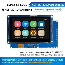 ESP32-S3 Ar-duino HMI 8M PSRAM 16M Flash 4.3 Inch 480*272 RGB LCD TFT Module for LVGL WIFI Bluetooth Smart Display Touch Screen