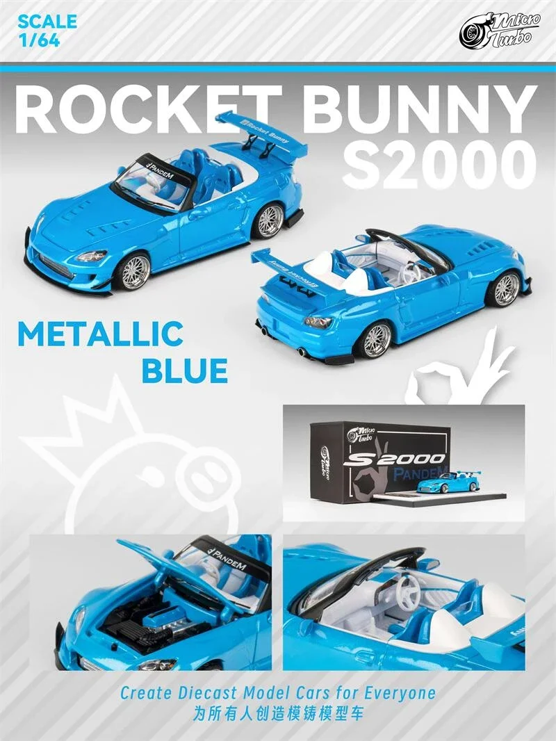 (Pre-order) Micro Turbo 1:64 S2000 Pandem Rocket Bunny baby blue Diecast Model Car