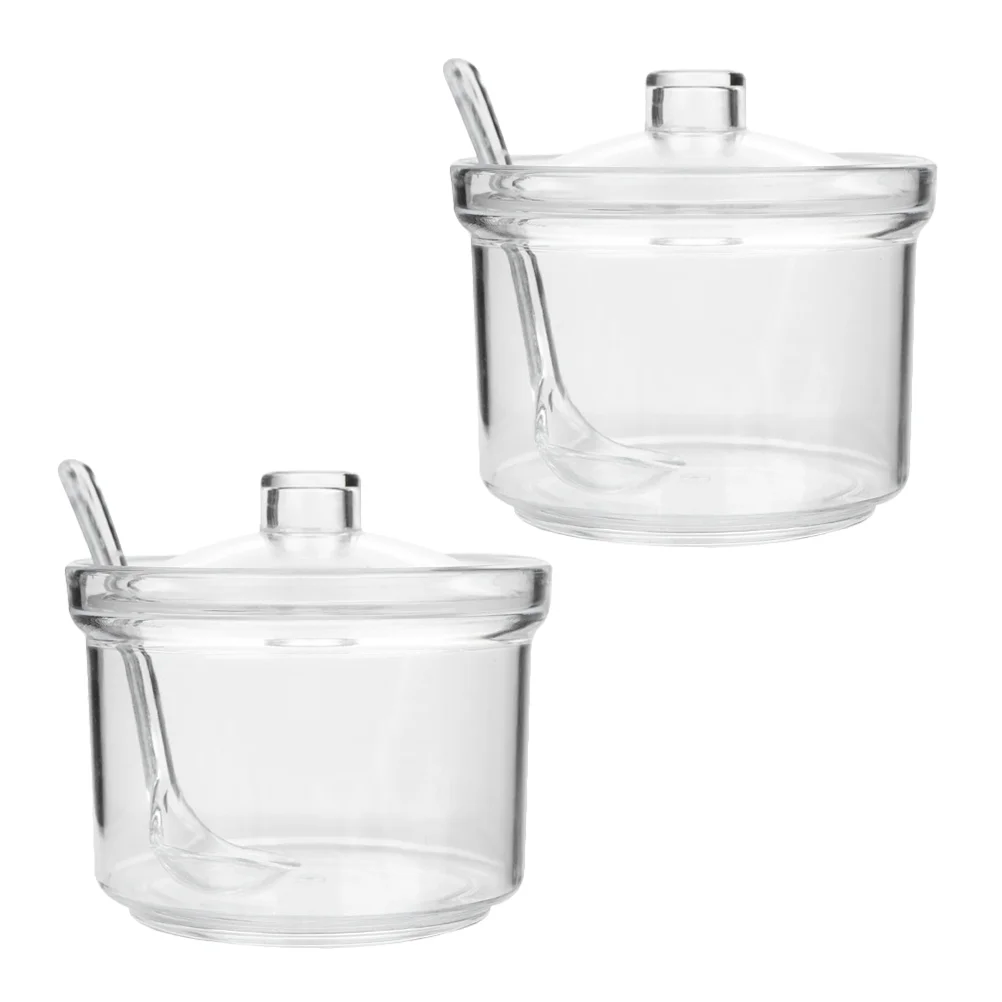 

2 Pcs Food Containers with Lids Seasoning Box Salt Acrylic Flavor Storage Bottle Sugar Can Condiment Holder