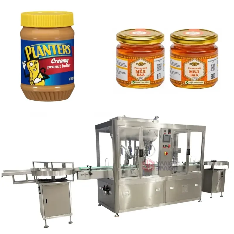 Fully automatic 30g 250g 500g piston pump filling machine honey filling machine honey jar sauce jam filling screw cap line